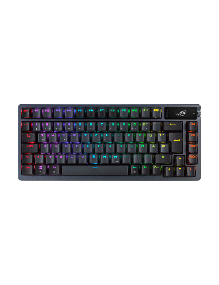 ASUS ROG Azoth RGB Gaming Tastatur mit 75% Layout - kabellose RGB Gaming Tastatur im Layout 75% mit Bluetooth und einem OLED Dis