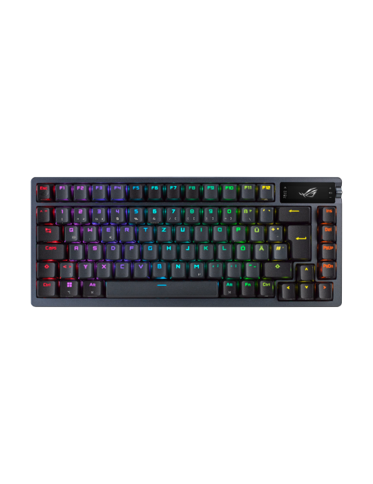 ASUS ROG Azoth RGB Gaming Tastatur mit 75% Layout - kabellose RGB Gaming Tastatur im Layout 75% mit Bluetooth und einem OLED Dis