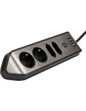 Brennenstuhl estilo Eck-Steckdosenleiste 4-fach, schwarz 2x Schutzkontakt-Steckdosen, 2x Euro-Steckdosen, inkl. USB-Ladefunktion