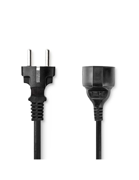 Nedis Stromkabel Schutzkontaktstecker auf Schutzkontaktsbuchse, 5m, schwarz