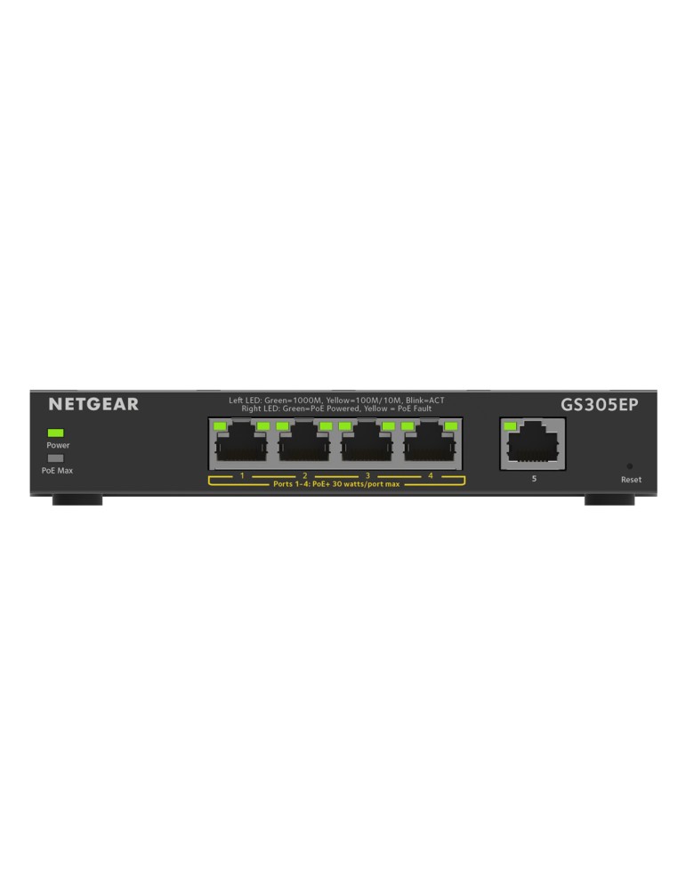 NETGEAR GS305EP SOHO Plus Switch [5x Gigabit Ethernet, 4x PoE+, 63W]
