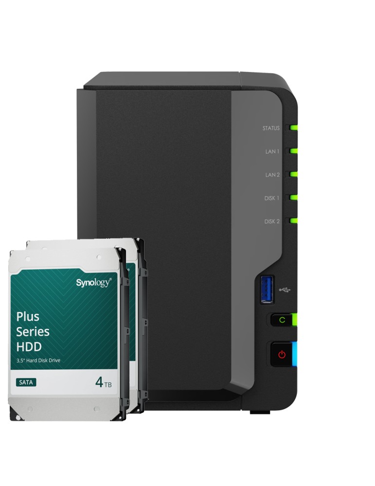 Synology DS225+ 8TB Plus HDD NAS-Bundle NAS inkl. 2x 4TB Synology Plus 3.5 Zoll SATA Festplatte
