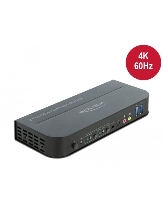 Delock 2x HDMI KVM Switch 4K 60 Hz mit USB 3.0 und Audio