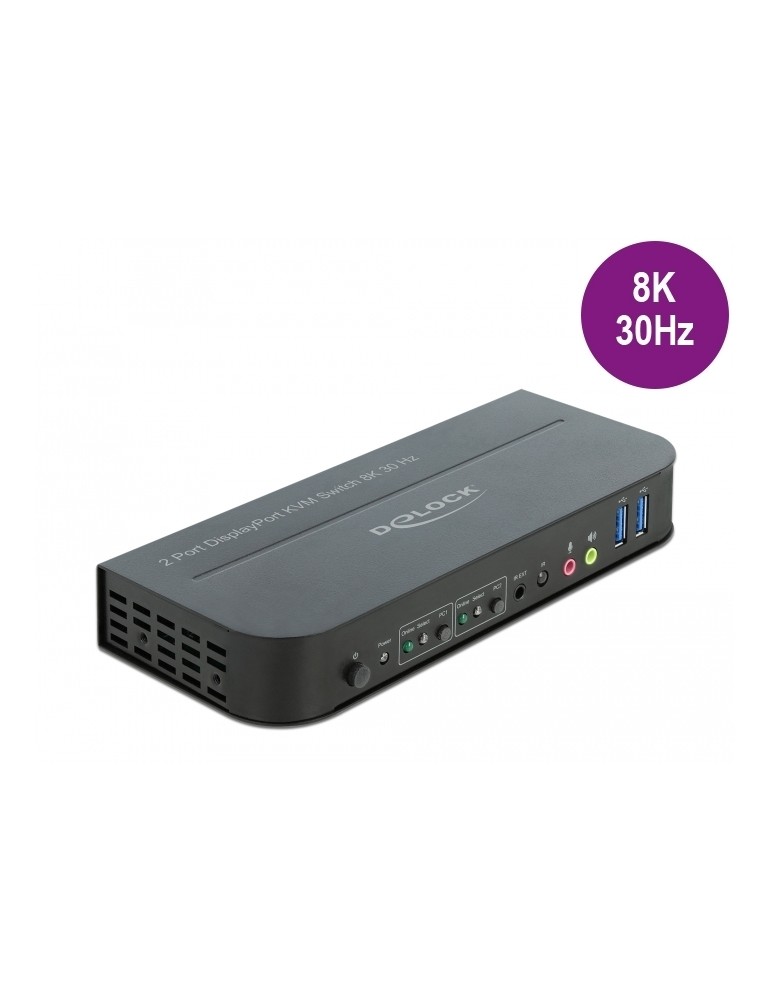 Delock DisplayPort 1.4 KVM Switch 8K 30 Hz mit USB 3.0 und Audio