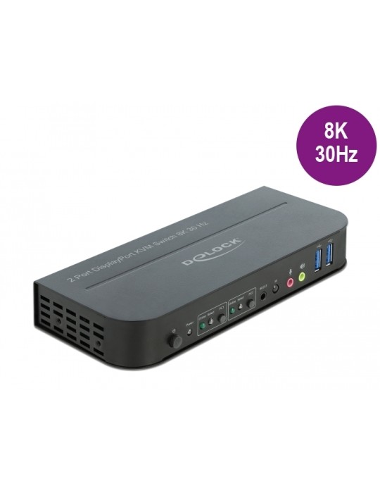 Delock DisplayPort 1.4 KVM Switch 8K 30 Hz mit USB 3.0 und Audio