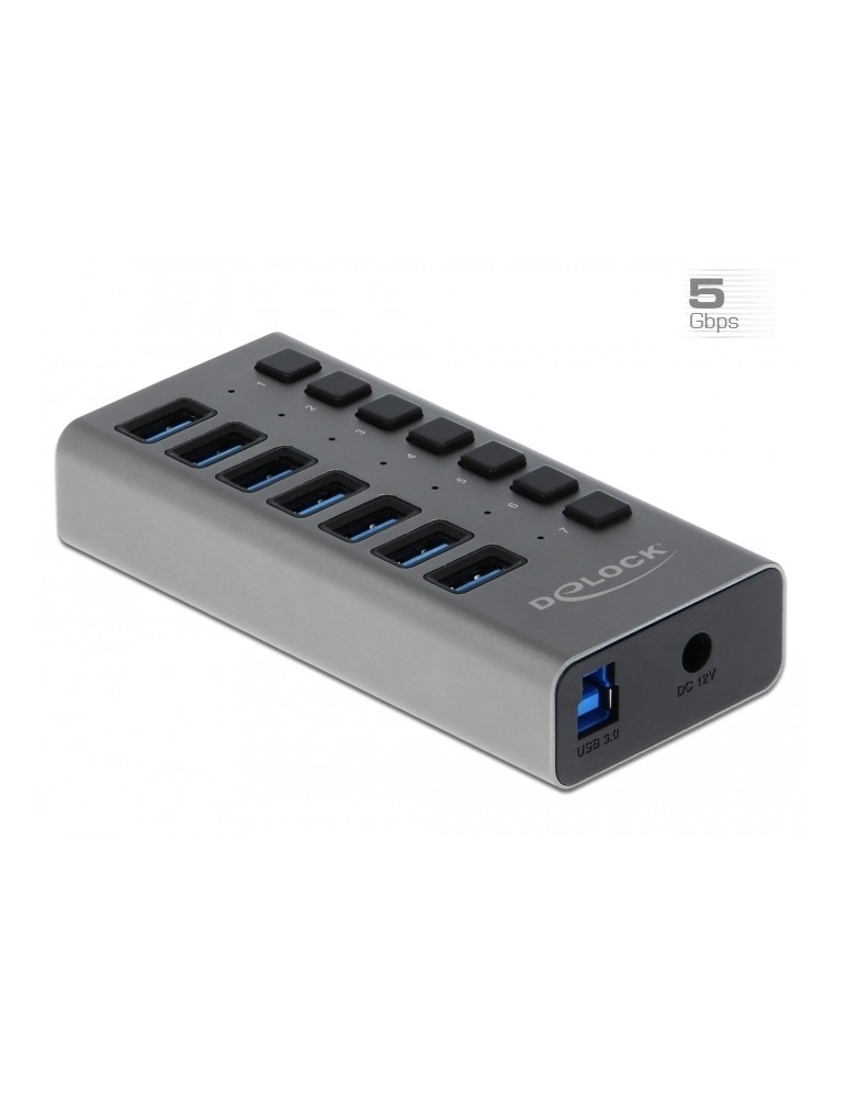 Delock Externer SuperSpeed USB Hub mit 7 Ports + Schalter
