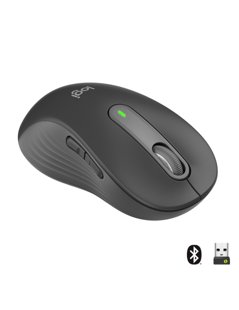 Logitech Signature M650 Large Links, kabellose Maus, Bluetooth- und Logi Bolt-kompatibel, Siltent Touch, Smartwheel, USB-Empfäng