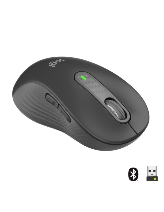 Logitech Signature M650 Large Links, kabellose Maus, Bluetooth- und Logi Bolt-kompatibel, Siltent Touch, Smartwheel, USB-Empfäng