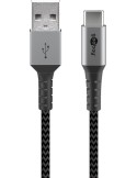 Goobay USB-C auf USB-A mit Metallsteckern, grau, 1m