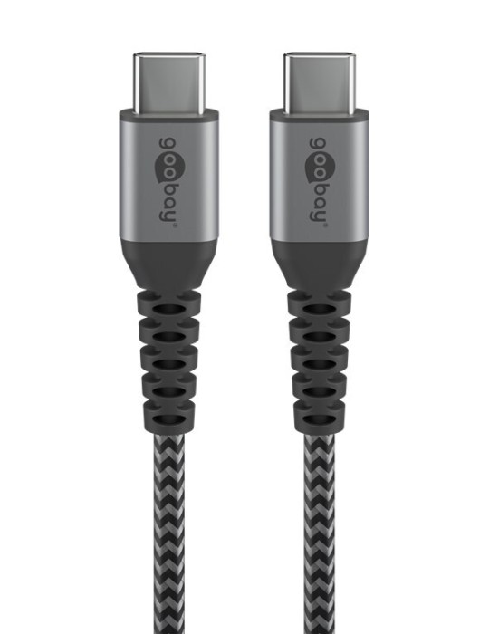Goobay USB-C auf USB-C mit Metallsteckern, grau, 0,5m