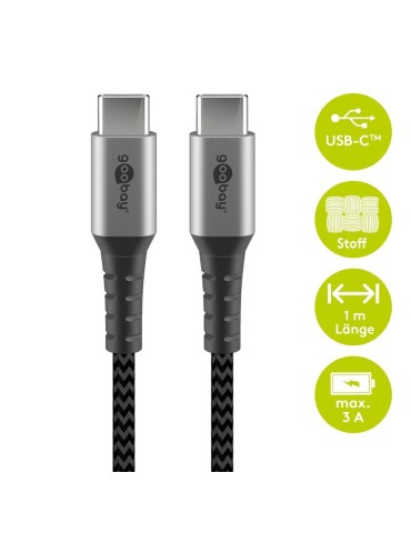 Goobay USB-C auf USB-C mit Metallsteckern, grau, 1m