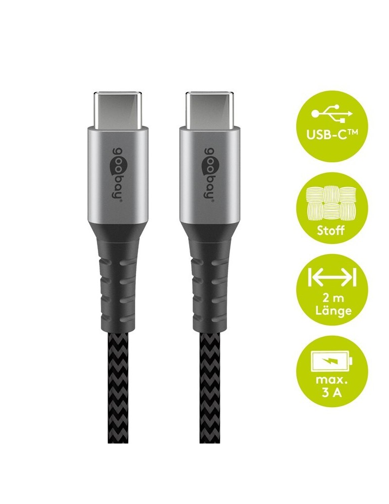 Goobay USB-C auf USB-C mit Metallsteckern, grau, 2m