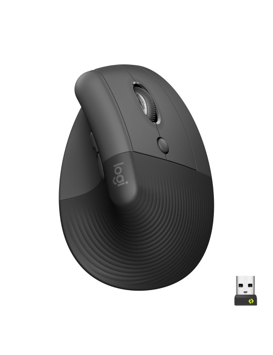 Logitech Lift Vertical Ergonomic Mouse, Gummibeschichtete Grifffläche, Bequeme Daumenauflage, 4 anpassbare leise Tasten