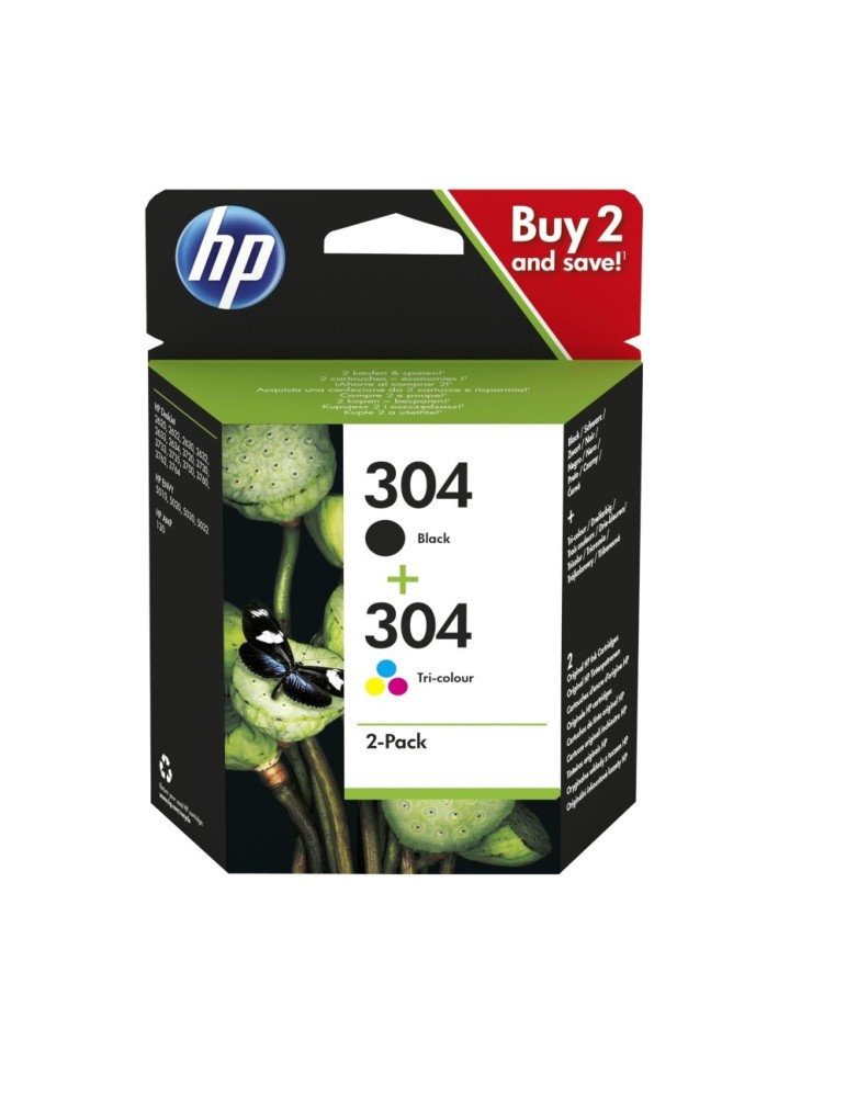 HP 304 (3JB05AE) Original Tintenpatronen 2er-Pack Kompatibilität: HP DeskJet 3000er / 2000er Serie, HP ENVY 5000er Serie