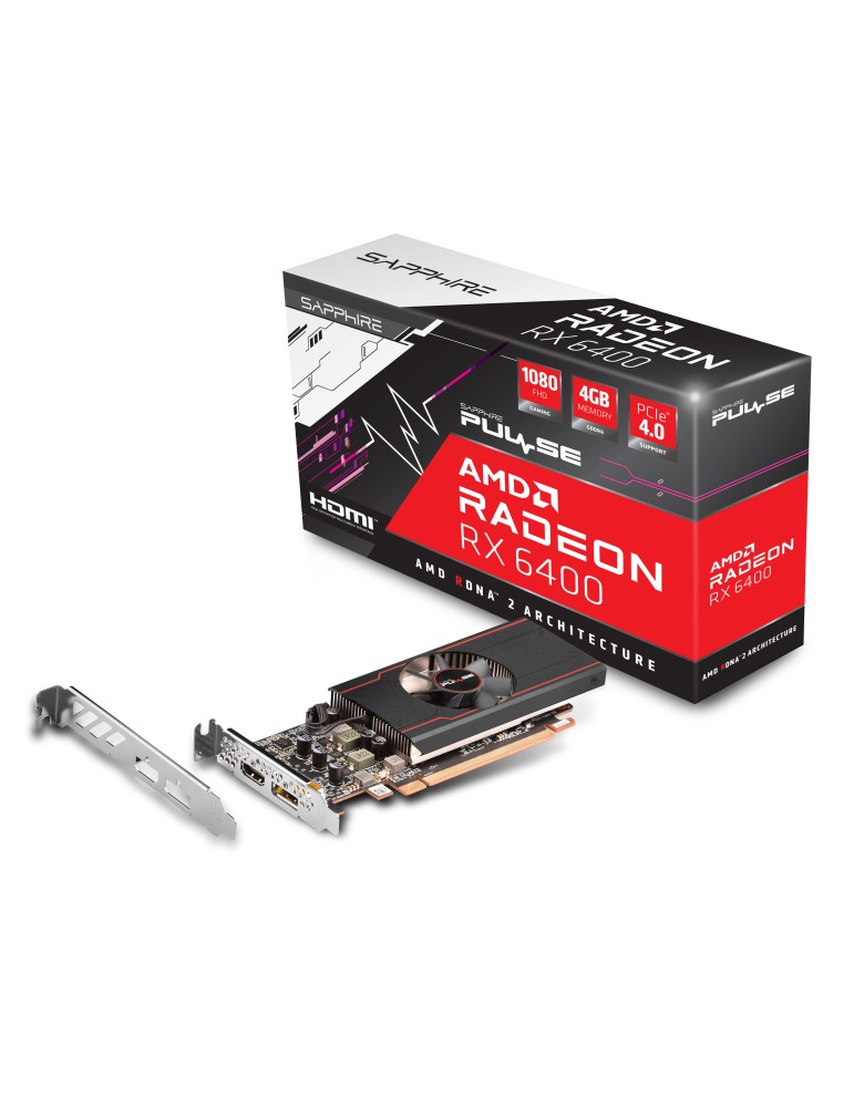 Sapphire Pulse Radeon RX 6400 Grafikkarte - 4GB GDDR6, HDMI, DP