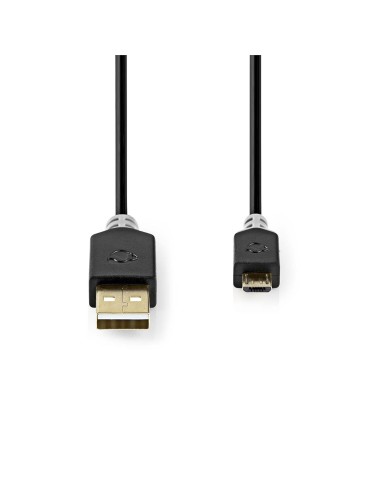 Nedis USB-Kabel | USB 2.0 | USB-A Stecker | USB Micro-B Stecker | 480 Mbps | Vergoldet | 2.00 m | rund | PVC | Anthrazit | Verpa