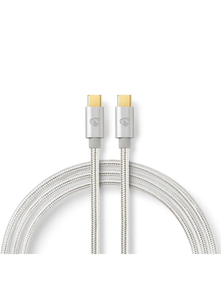 Nedis USB-Kabel | USB 2.0 | USB-C™ Stecker | USB-C™ Stecker | 480 Mbps | Vergoldet | 1.00 m | rund | Geflochten / Nylon | Silber