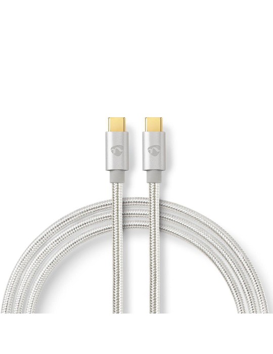 Nedis USB-Kabel | USB 2.0 | USB-C™ Stecker | USB-C™ Stecker | 480 Mbps | Vergoldet | 1.00 m | rund | Geflochten / Nylon | Silber