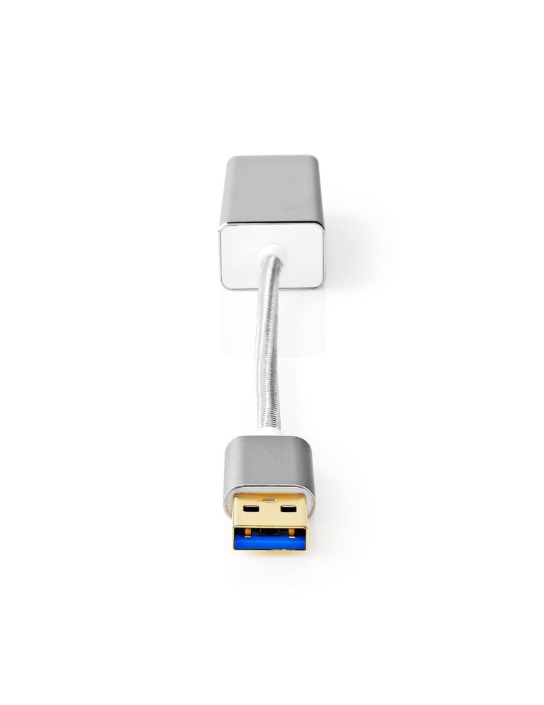 Nedis USB-Adapter | USB 3.2 Gen 1 | USB-A Stecker | RJ45 Buchse 1 Gbps | 0.20 m | rund | Vergoldet | Geflochten / Nylon | Silber