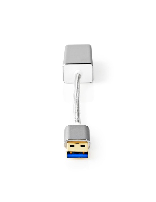 Nedis USB-Adapter | USB 3.2 Gen 1 | USB-A Stecker | RJ45 Buchse 1 Gbps | 0.20 m | rund | Vergoldet | Geflochten / Nylon | Silber
