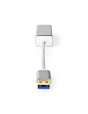 Nedis USB-Adapter | USB 3.2 Gen 1 | USB-A Stecker | RJ45 Buchse 1 Gbps | 0.20 m | rund | Vergoldet | Geflochten / Nylon | Silber