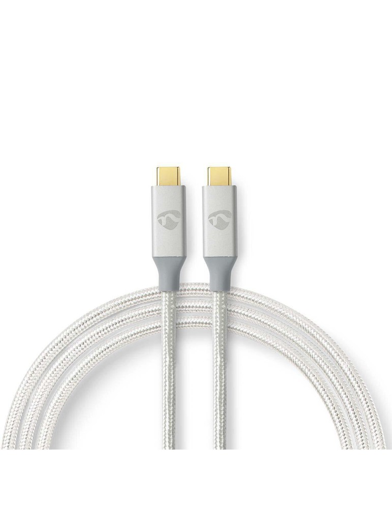 Nedis USB-Kabel | USB 3.2 Gen 2x2 | USB-C™ Stecker | 20 Gbps | Vergoldet | 1.00 m | rund | Geflochten / Nylon | Silber | Verpack
