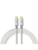 Nedis USB-Kabel | USB 3.2 Gen 2x2 | USB-C™ Stecker | 20 Gbps | Vergoldet | 1.00 m | rund | Geflochten / Nylon | Silber | Verpack