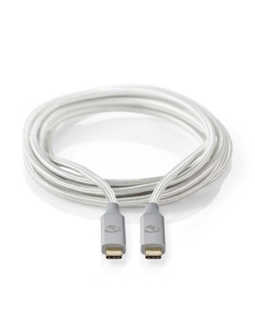 Nedis USB-Kabel | USB 3.2 Gen 2x2 | USB-C™ Stecker | 4K@60Hz | 20 Gbps | Vergoldet | 2.00 m | rund | Geflochten / Nylon | Silber