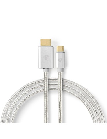 Nedis USB-Adapter | USB 3.2 Gen 1 | USB-C™ Stecker | HDMI™ | 18 Gbps | 2.00 m | rund | Vergoldet | Geflochten / Nylon | Aluminiu