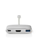 Nedis USB-Adapter | USB 3.2 Gen 1 | USB-C™ Stecker | HDMI™ / USB-A Buchse / USB-C™ Buchse | 5 Gbps | 0.20 m | rund | Vergoldet |