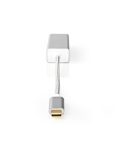 Nedis USB-Adapter USB 3.2 Gen 1 USB-C™ Stecker - RJ45 Buchse, 1 Gbps, 0.20 m, Rund, Vergoldet, Geflochten / Nylon, Silber