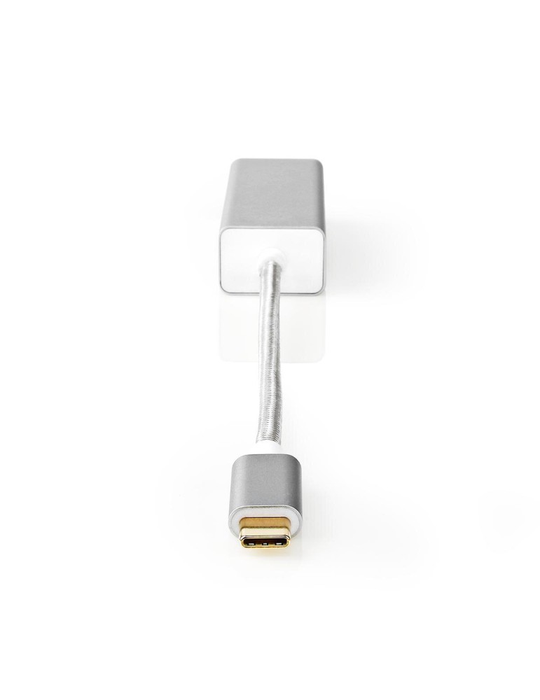 Nedis USB-Adapter USB 3.2 Gen 1 USB-C™ Stecker - RJ45 Buchse, 1 Gbps, 0.20 m, Rund, Vergoldet, Geflochten / Nylon, Silber