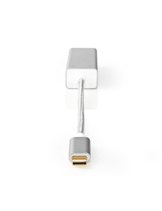 Nedis USB-Adapter USB 3.2 Gen 1 USB-C™ Stecker - RJ45 Buchse, 1 Gbps, 0.20 m, Rund, Vergoldet, Geflochten / Nylon, Silber