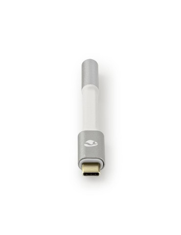 Nedis USB-Adapter | USB 2.0 | USB-C™ Stecker | 3.5 mm Buchse | 0.08 m | rund | Vergoldet | Geflochten / Nylon | Silber / Weiss |