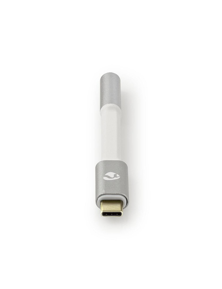 Nedis USB-Adapter | USB 2.0 | USB-C™ Stecker | 3.5 mm Buchse | 0.08 m | rund | Vergoldet | Geflochten / Nylon | Silber / Weiss |