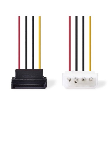 Nedis Interne Stromkabel | Molex Stecker | SATA 15-Pin-Buchse | Vergoldet | 0.15 m | rund | PVC | Mehrfarbig | Umschlag