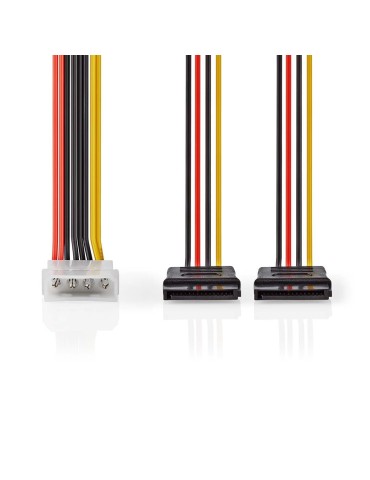 Nedis Interne Stromkabel | Molex Stecker | 2x SATA 15-Pin-Buchse | Vergoldet | 0.15 m | rund | PVC | Mehrfarbig | Umschlag