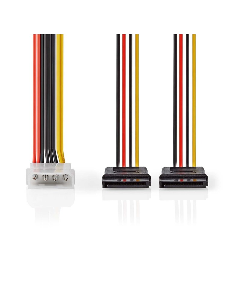 Nedis Interne Stromkabel | Molex Stecker | 2x SATA 15-Pin-Buchse | Vergoldet | 0.15 m | rund | PVC | Mehrfarbig | Umschlag