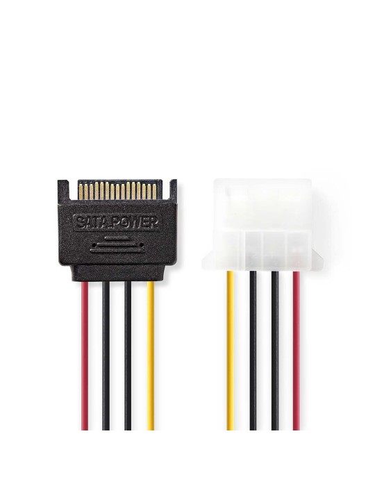 Nedis Interne Stromkabel | SATA 15-Pin Stecker | Molex Buchse | Vergoldet | 0.15 m | rund | PVC | Mehrfarbig | Plastikbeutel