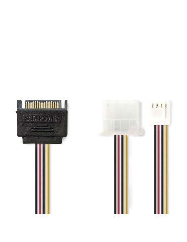 Nedis Interne Stromkabel | SATA 15-Pin Stecker | FDD Buchse / Molex Buchse | Vergoldet | 0.20 m | rund | PVC | Mehrfarbig | Plas