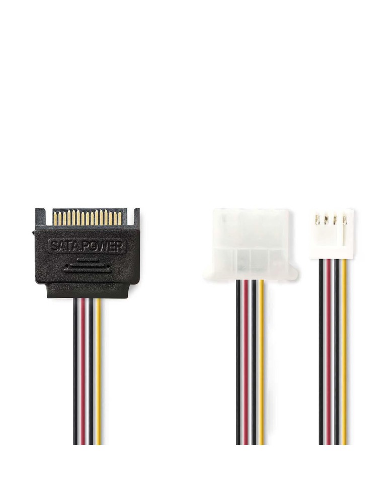 Nedis Interne Stromkabel | SATA 15-Pin Stecker | FDD Buchse / Molex Buchse | Vergoldet | 0.20 m | rund | PVC | Mehrfarbig | Plas