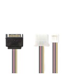 Nedis Interne Stromkabel | SATA 15-Pin Stecker | FDD Buchse / Molex Buchse | Vergoldet | 0.20 m | rund | PVC | Mehrfarbig | Plas