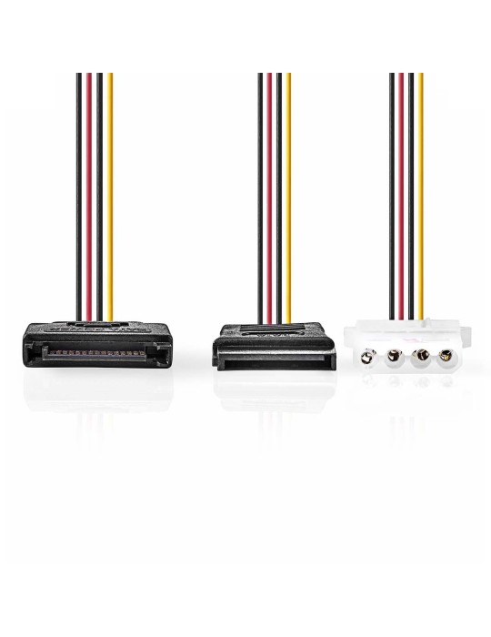 Nedis Interne Stromkabel | SATA 15-Pin Stecker | Molex Buchse / SATA 15-Pin-Buchse | Vergoldet | 0.20 m | rund | PVC | Mehrfarbi