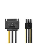 Nedis Interne Stromkabel | SATA 15-Pin Stecker | PCI Express Buchse | Vergoldet | 0.20 m | rund | PVC | Gelb / Schwarz | Plastik
