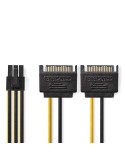 Nedis Interne Stromkabel | 2x SATA 15-poliger Stecker | PCI Express Buchse | Vergoldet | 0.20 m | rund | PVC | Gelb / Schwarz | 