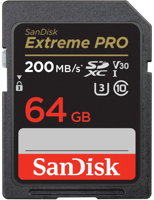 SanDisk Extreme PRO 64GB SDHC Speicherkarte, 200MB/s & 90MB/s Lese/Schreibgeschwindigkeit, UHS-I, Class 10, U3, V3