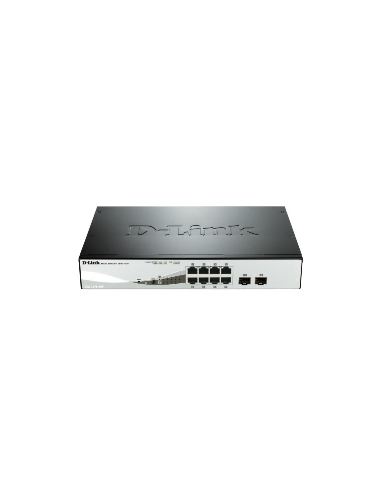 D-Link DGS-1210-08P Smart Managed Switch 8x Gigabit Ethernet (8x PoE, max. 45W), 2x SFP