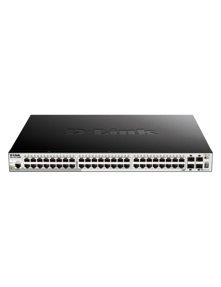 D-Link DGS-1510-52XMP Smart Managed Switch 48x Gigabit Ethernet PoE+ (max. 370 W), 4x 10 Gbit/s SFP+