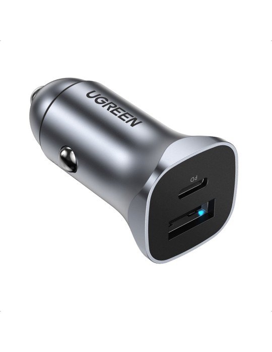UGREEN USB-C PD+USB-A QC 24W Schnell-Ladegerät fürs Auto, grau