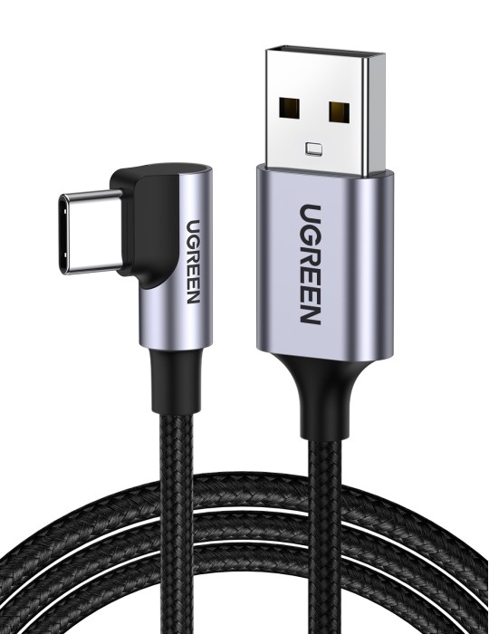 UGREEN Gewinkeltes USB-C zu USB-A Data Kabel 2m, schwarz